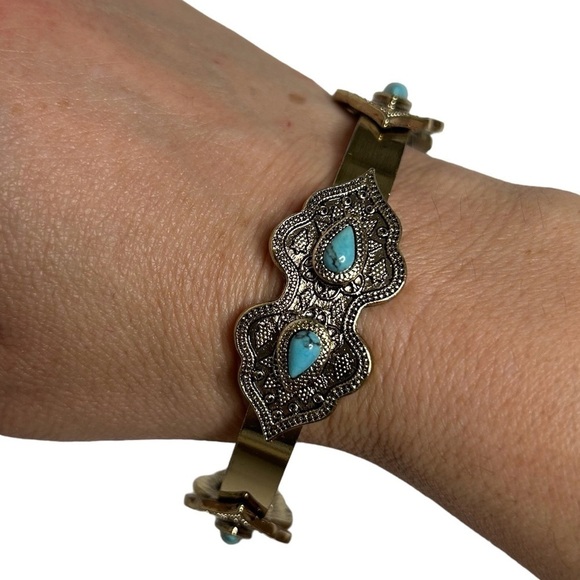 Samantha Wills Gold Plated Turquoise Engraved Adventure Into Wanderlust Bracelet - Picture 4 of 16